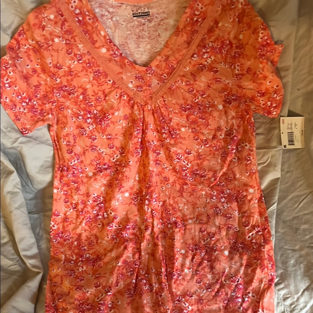 Women's Orange Floral Top